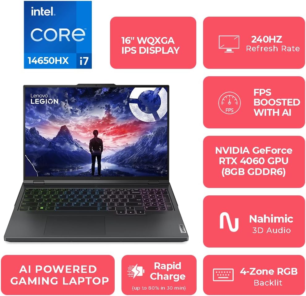 Lenovo Laptop Legion Pro 5  U7-255HX I 32GB I 1TB SSD I 8GB RTX5060 I 16.0" WQXGA Dos Backlit keyboard